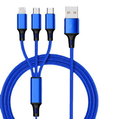 3-in-1 USB Nylon Braided Fast Charger CableProduct Image