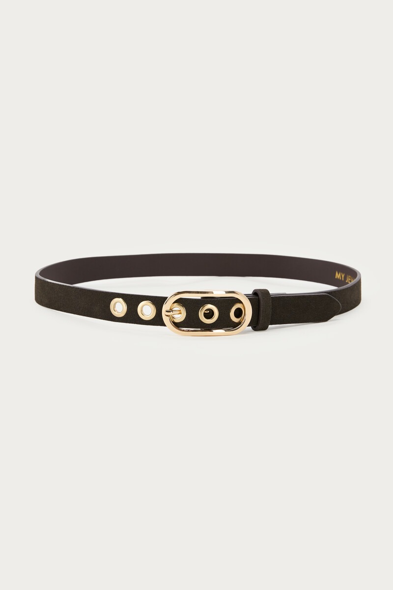 Donkerbruine riem met eyelets
