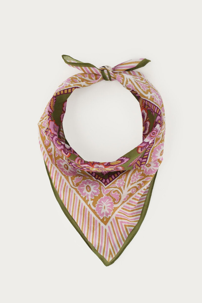 Groene sjaal met bloemenprint
