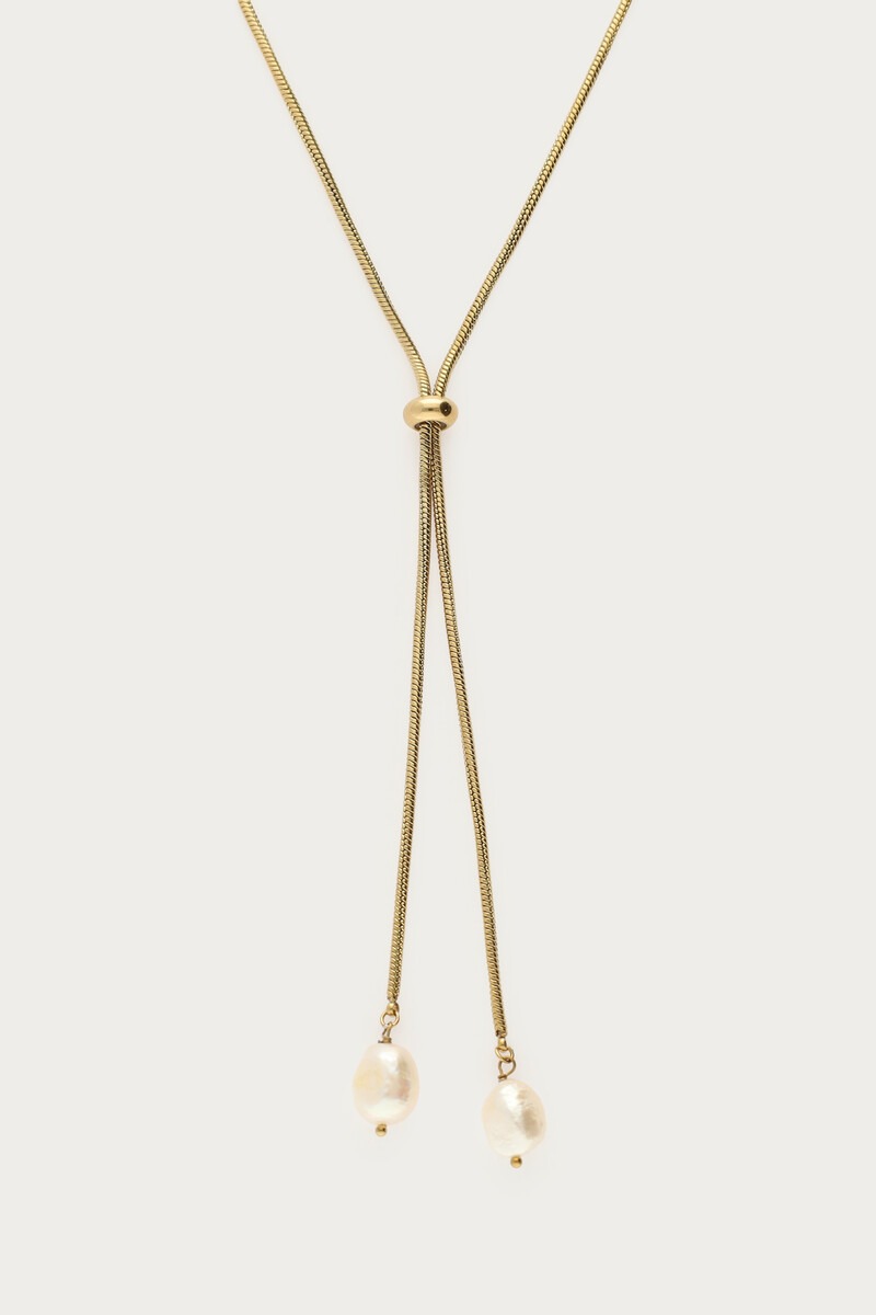 Lange y-ketting met zoetwaterparels