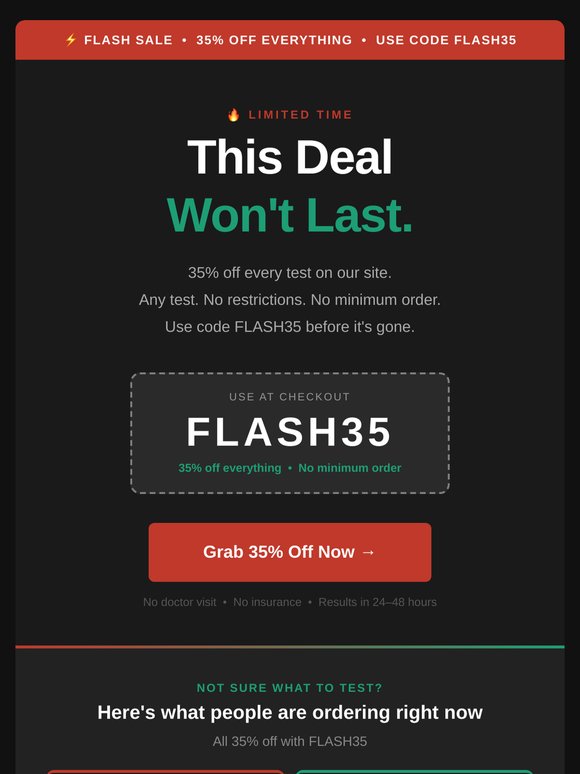 ⚡ FLASH35 — 35% off all lab tests, don't wait on this Use code: FLASH35