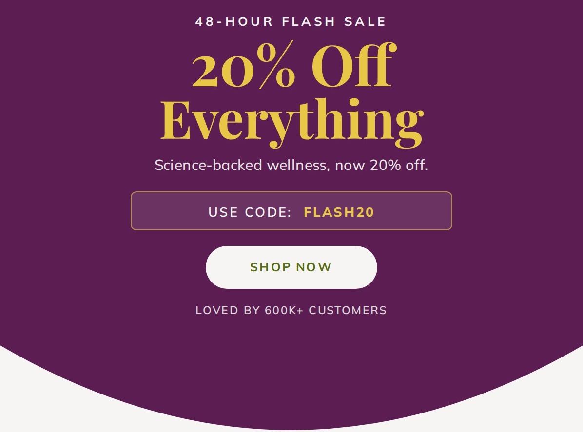 Use code FLASH20 to save 20% sitewide in our one day only Flash Sale