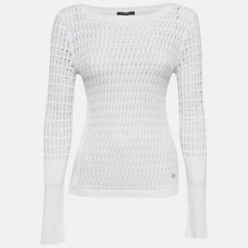 White Patterned Knit Full Slee