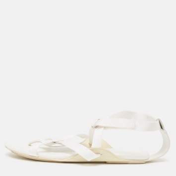 White Leather and Fabric Strap