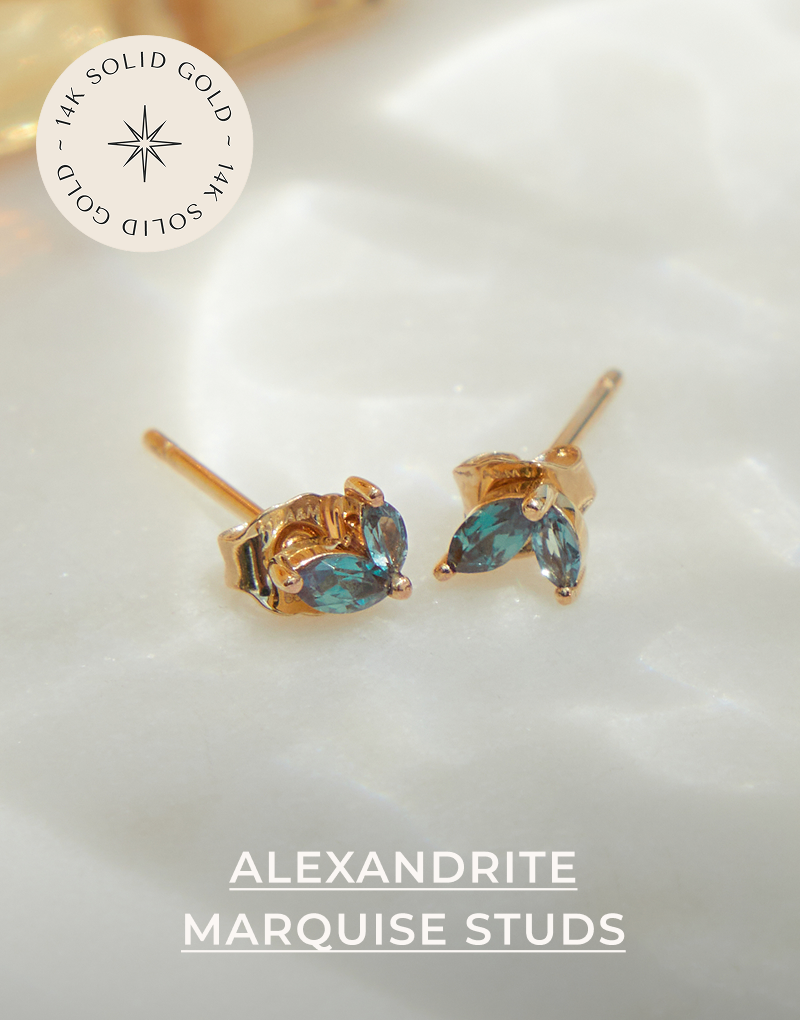Alexandrite marquise studs