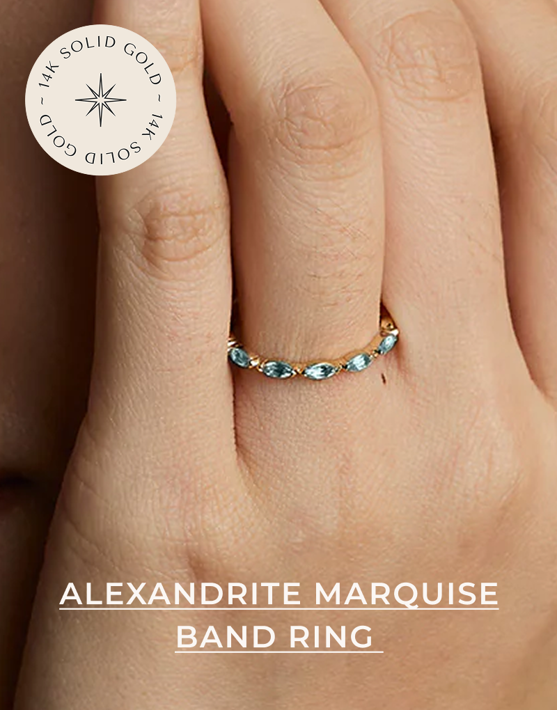 Alexandrite marquise band ring