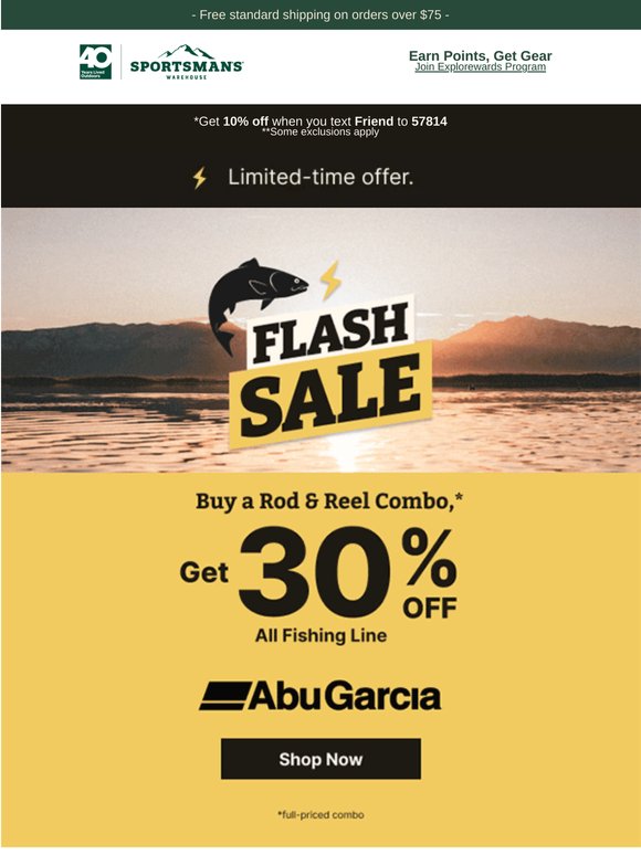 Flash Sale is ON! ⚡Buy ANY Rod & Reel Combo, Get 30% Off ALL Fishing Line