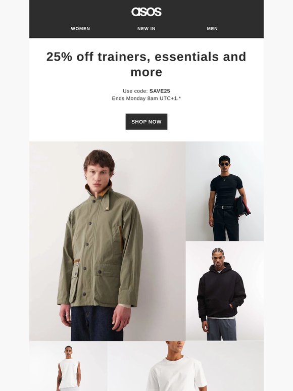 25% off trainers, essentials and more