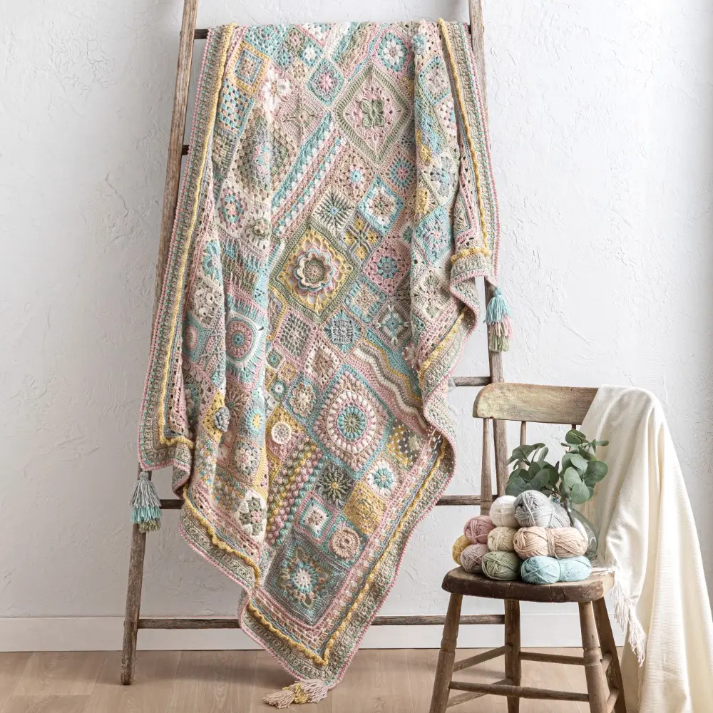 Haven Granny Square Crochet Blanket Kit with Video
