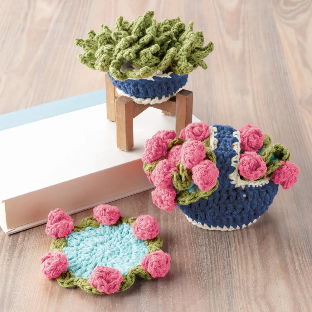 Garden Pot Crochet Coaster Set Kit