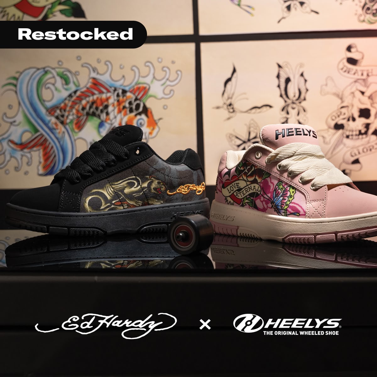 Shop the restocked Ed Hardy x Heelys collab!