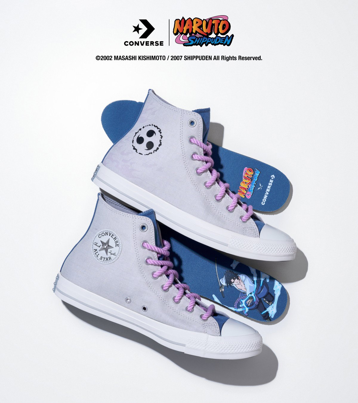 Shop new Converse, featuring Sasuke-themed hightops from the Converse x Naruto launch