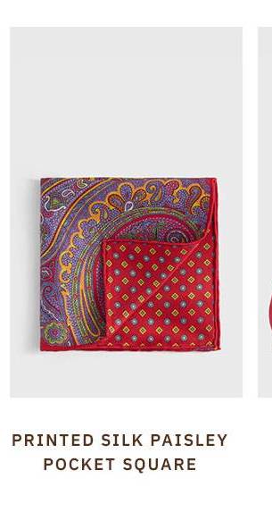 PRINTED SILK PAISLEY POCKET SQUARE
