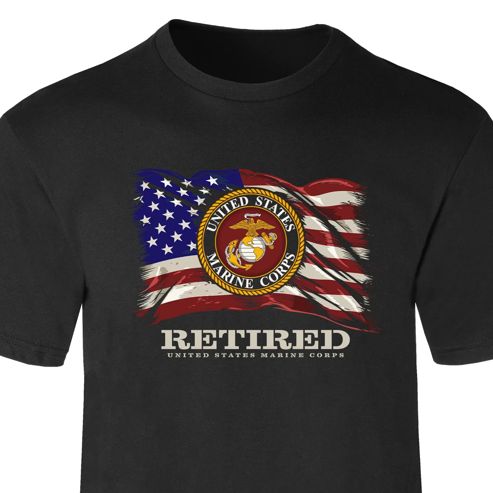 Image of Retired Marine Corps Flag and Seal T-Shirt