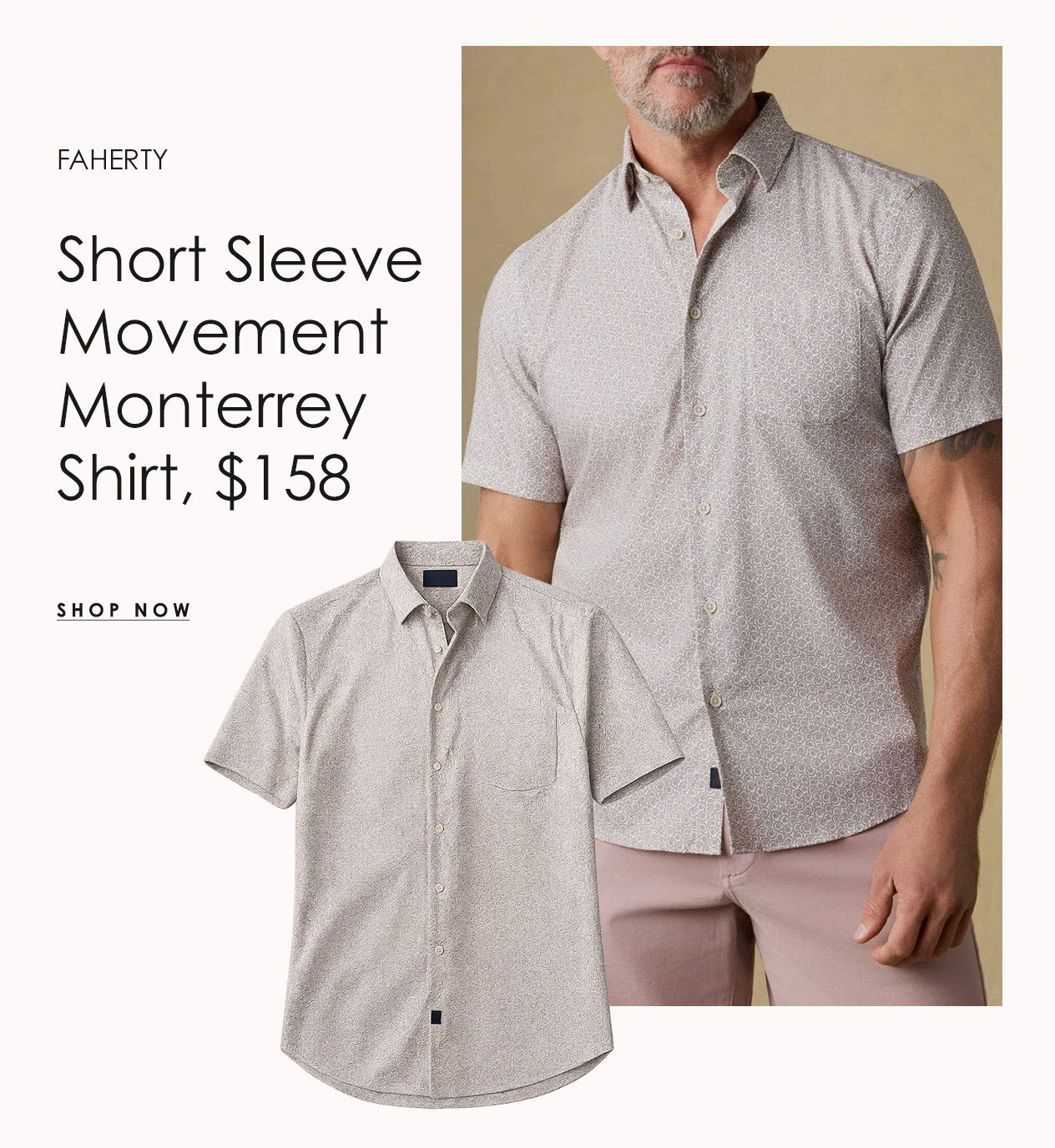 FAHERTY Short Sleeve Movement Monterrey Shirt