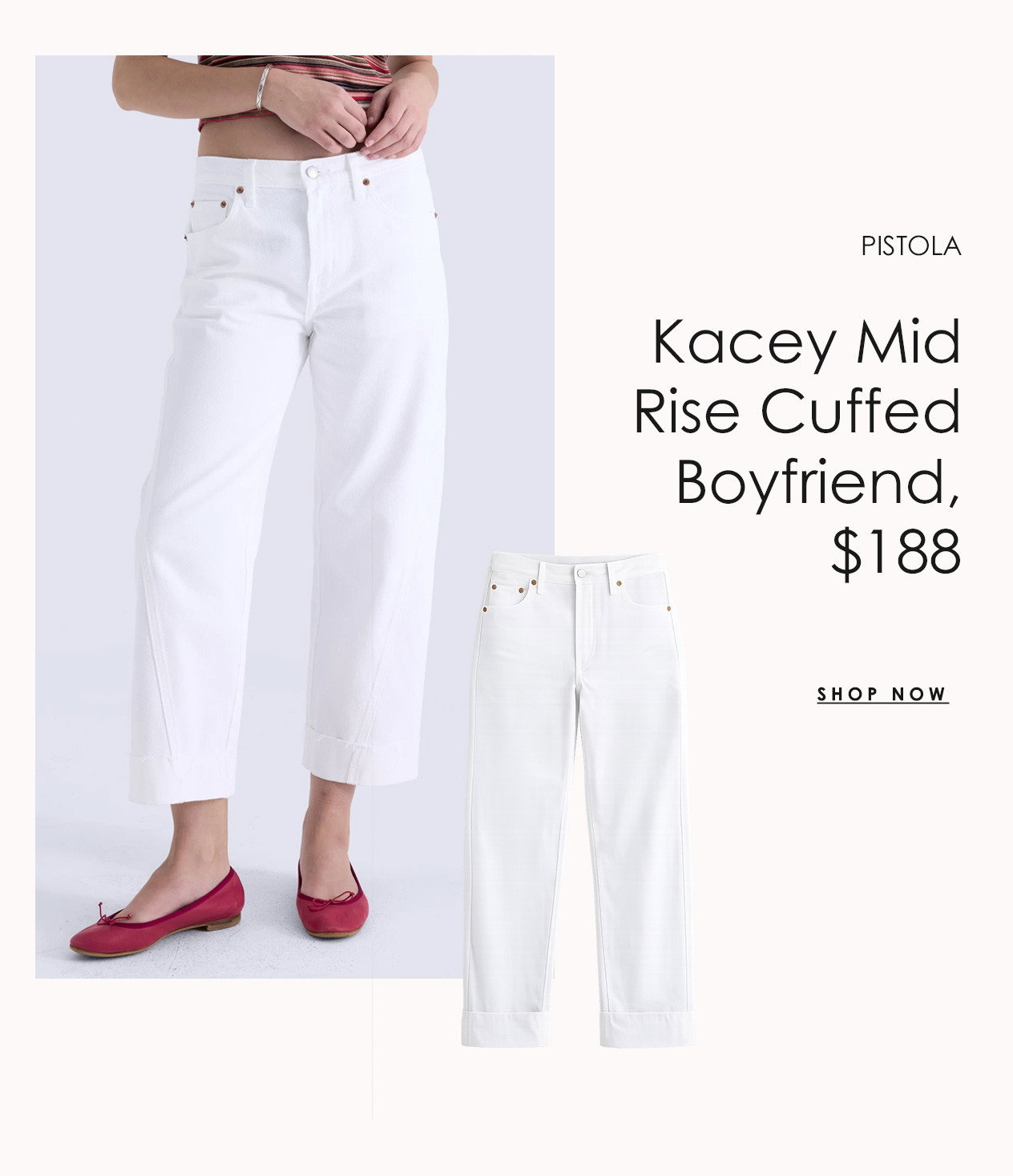 PISTOLA Kacey Mid Rise Cuffed Boyfriend