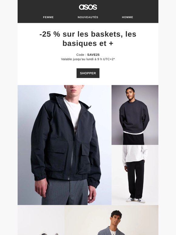 -25 % sur les baskets, les basiques et +