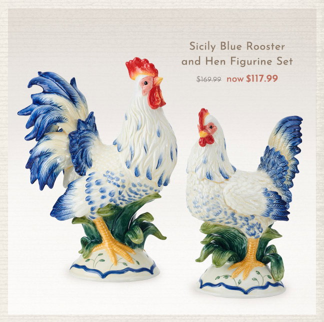 Sicily Blue Rooster and Hen Figurine Set - now $117.99