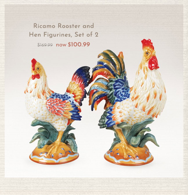 Ricamo Rooster and Hen Figurine Set - now $100.99