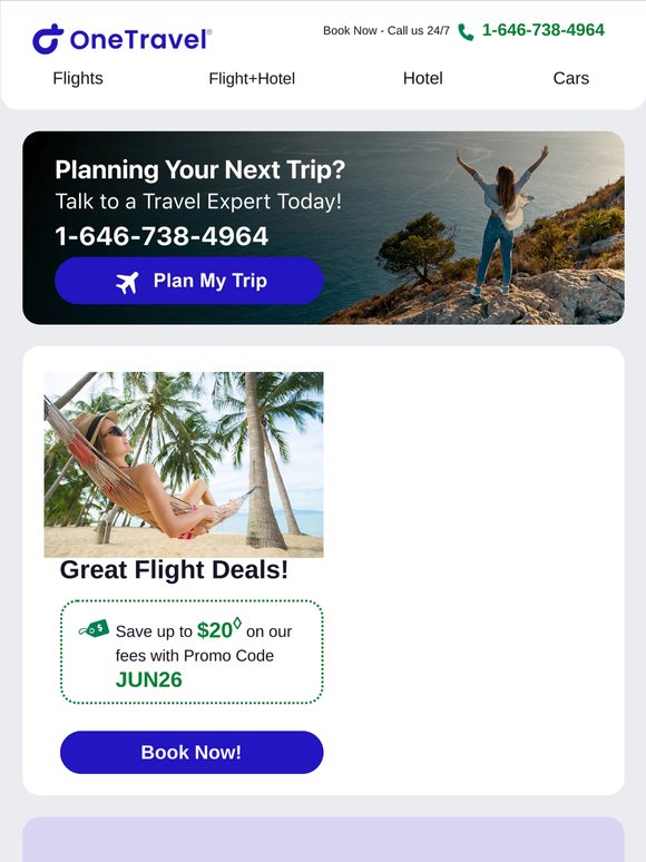 ✈️ Great Flight Deals! Save up to $20 on Our Fees!