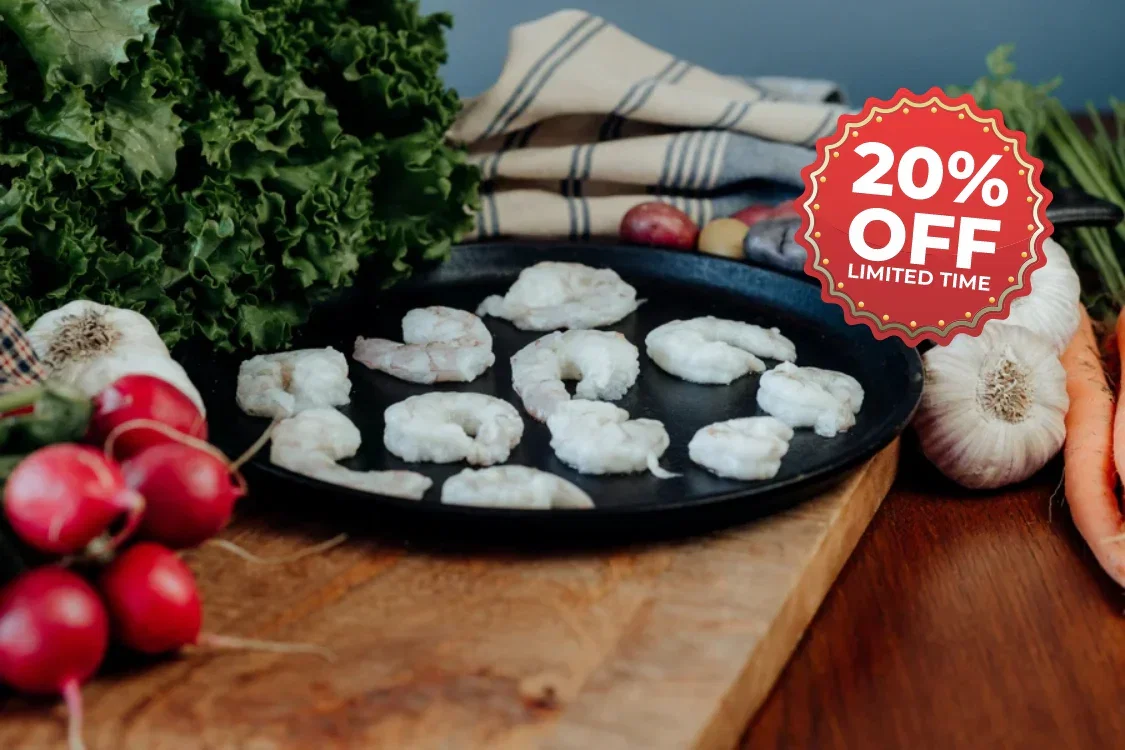 Image of Wild-Caught Premium Peeled Raw Shrimp - 2 lbs. (21-25 count)