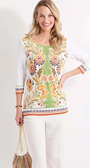 Beautiful Border Print Top
