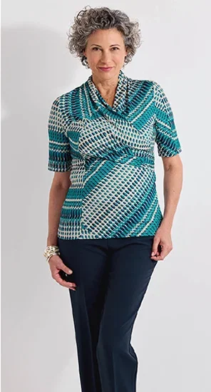Modern Wrap-effect Jersey Top