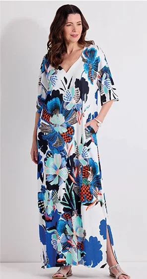 Soft Stretch Botanical Kaftan