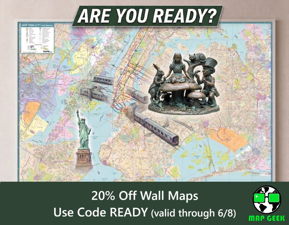 Map of New York City with 20% off code shown.