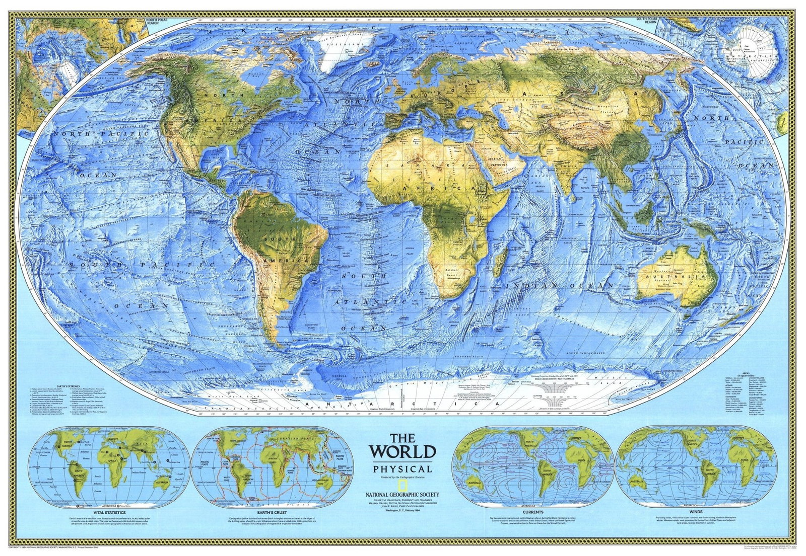 Wall Maps - World Physical