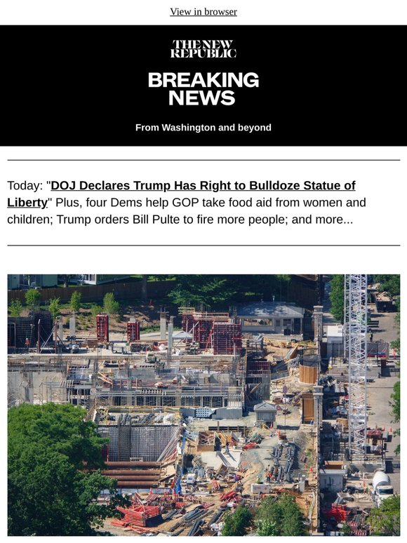 DOJ Declares Trump Has Right to Bulldoze Statue of Liberty