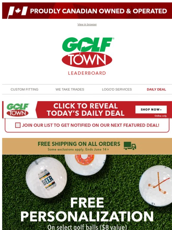 Free personalization on select golf balls!