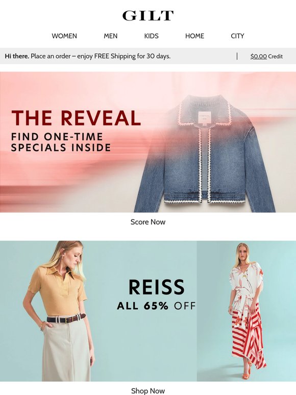 One-Time Specials Inside | All 65% Off Reiss