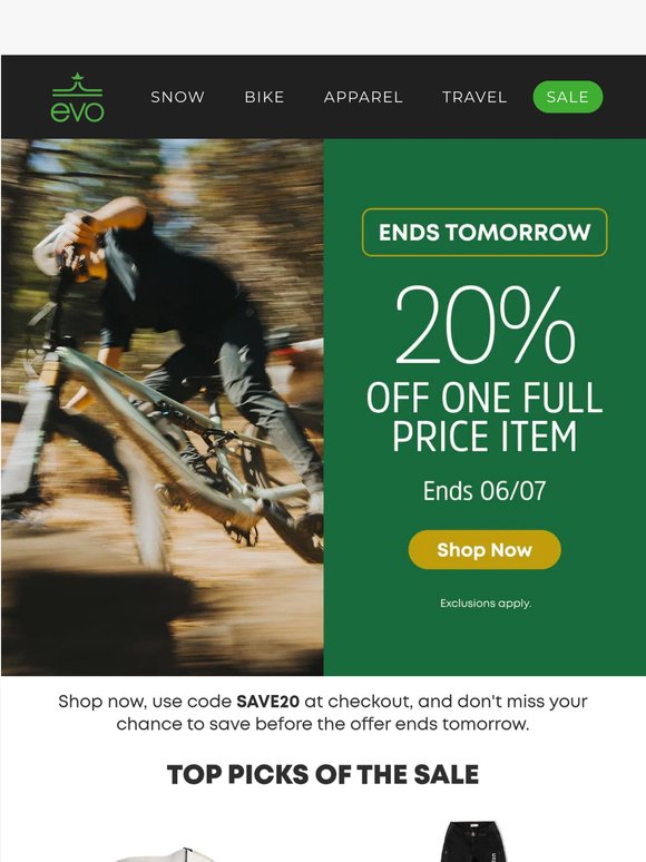 Ends Tomorrow: 20% Off One Full-Price Pick