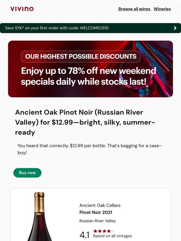67% Off: Russian River Pinot from sustainable vineyards