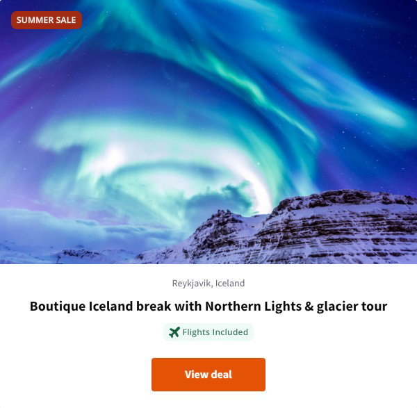 Boutique Iceland break with Northern Lights & glacier tour