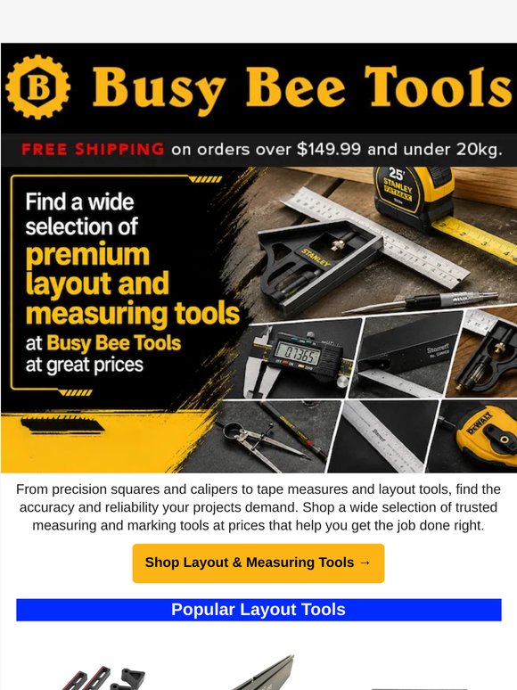 Measure Twice, Cut Once. Save on Precision Layout & Measuring Tools