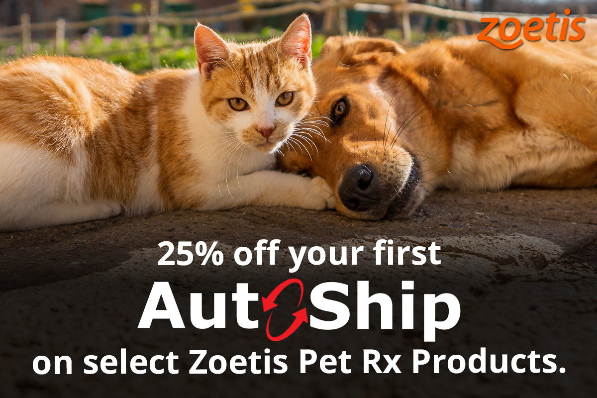 25% off your first Auto-Ship on select Zoetis Pet Rx products