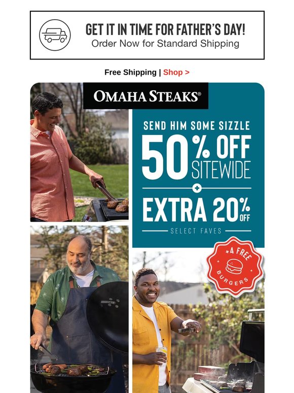 Father’s Day savings: 50% OFF + EXTRA 20% OFF. Terms apply.