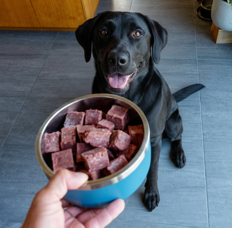 Dog with food