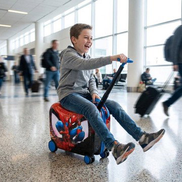 Spider-Man Carry On Spinner Hardside Ride On Suitcase - Red