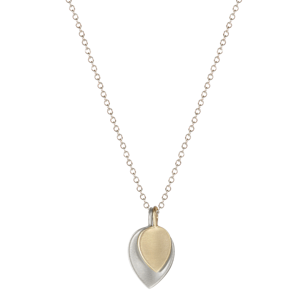 Sterling Silver & 10K Gold Small Double Lotus Petal Pendant