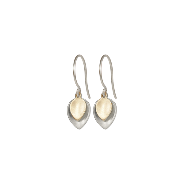 Sterling Silver & 10K Gold Small Double Lotus Petal Earrings
