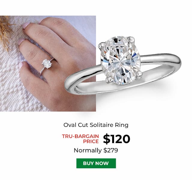 Oval Cut Solitaire Ring Platinum Clad