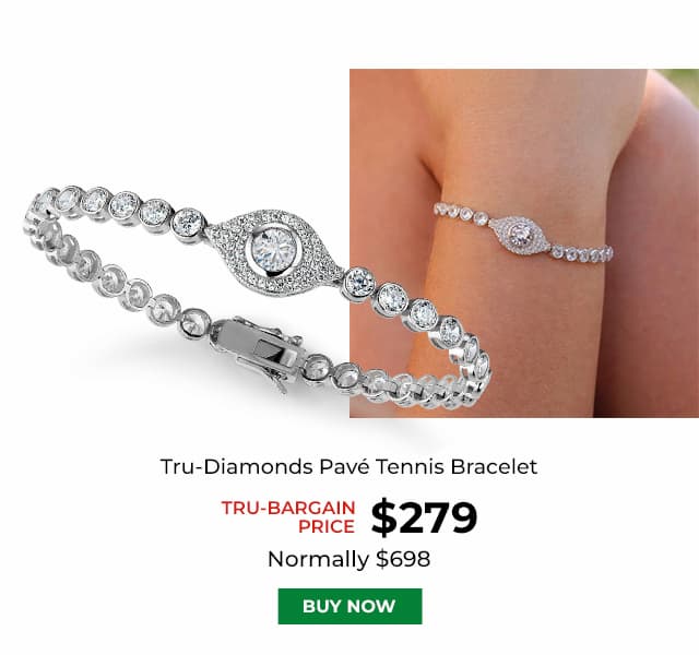 Tru Diamonds Pave Tennis Bracelet Platinum Clad