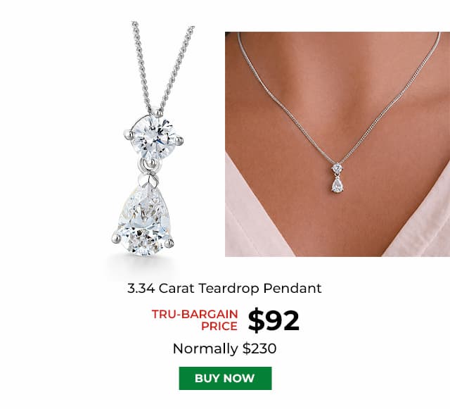 3 34 Carat Teardrop Pendant Platinum Clad