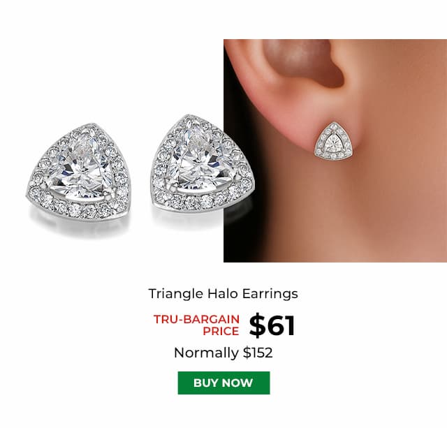 Triangle Halo Earrings Platinum Clad