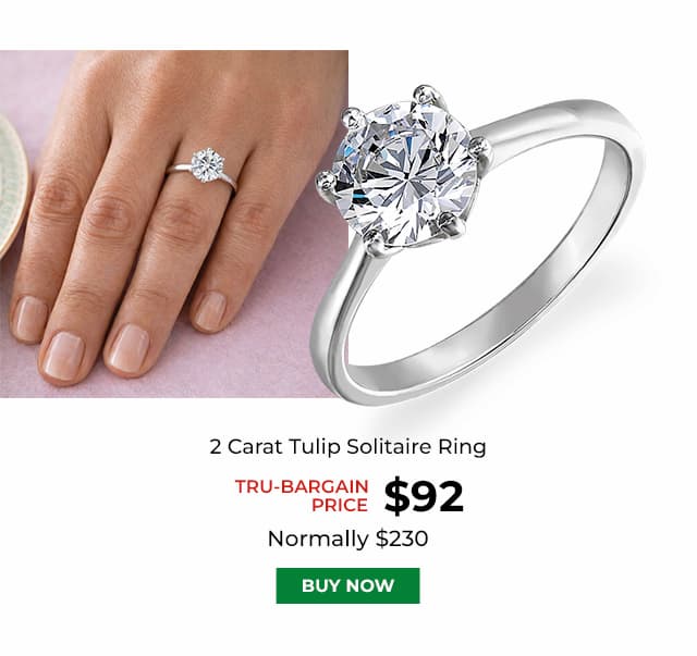 2 Carat Tulip Solitaire Ring Platinum Clad