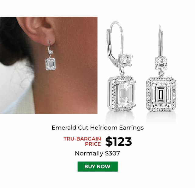 Emerald Cut Heirloom Earrings Platinum Clad
