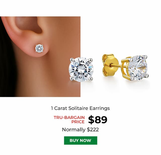 1 Carat Solitaire Earrings Gold Clad